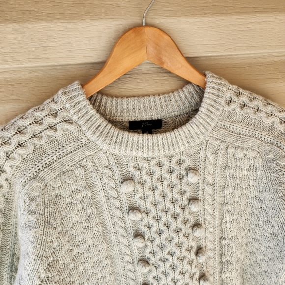 J. Crew Popcorn cable knit gray sweater - Picture 6 of 16